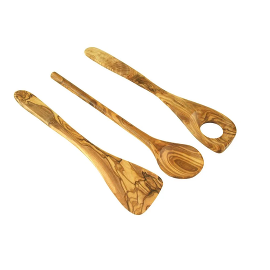 3 piece kitchen set made of olive wood