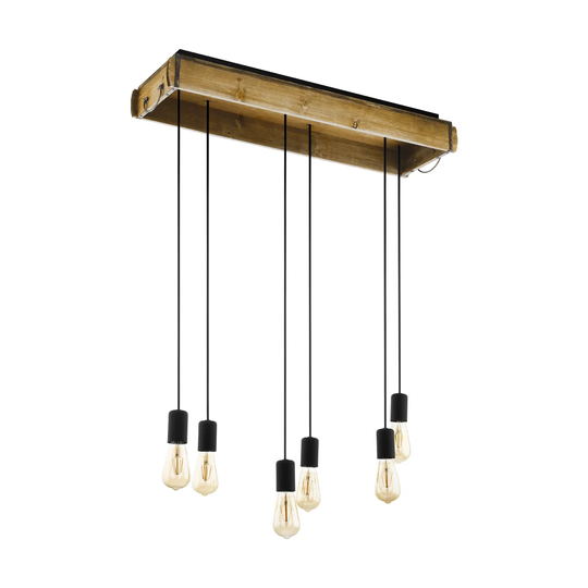 Kremmling 6-Light Kitchen Island Bulb Pendant with Wood Accents