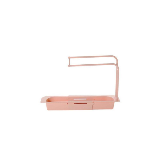 (pink) Telescopic kitchen sink sponge holder and organiser