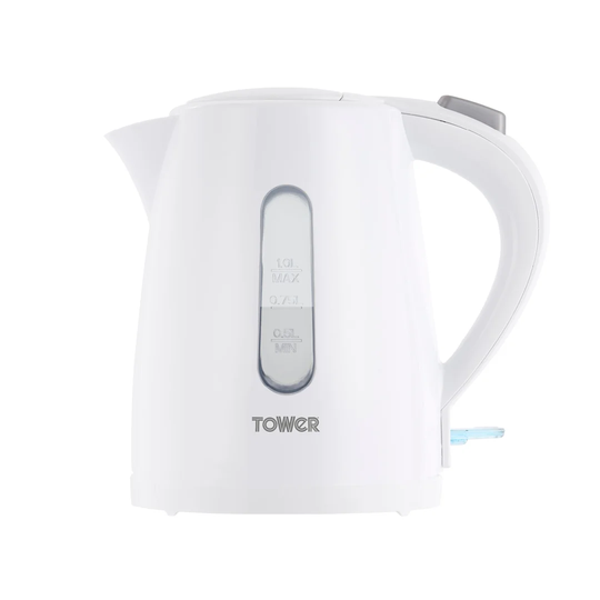 Tower T10029W 1L Jug Kettle with 360° Swivel Base, 2200W, White