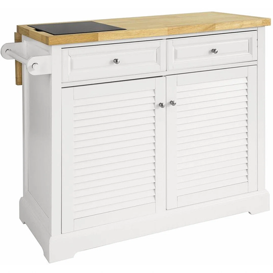 Garvyn 115 Cm' Kitchen Island with Marble and Solid Wood Top