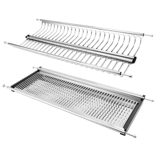 Double Layer Stainless Steel Dish Drying Rack Storage Shelf Holder For Kitchen Cabinet(80Cm Cabinet Width )