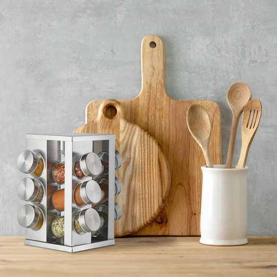 Spice Carousel Square With 12 Glasses