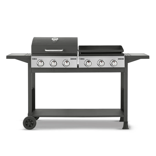 Tower T978522 Tourer Two Burner Gas BBQ, Portable Design, Porcelain Enamel Coated Steel Wire Grill, Grey
