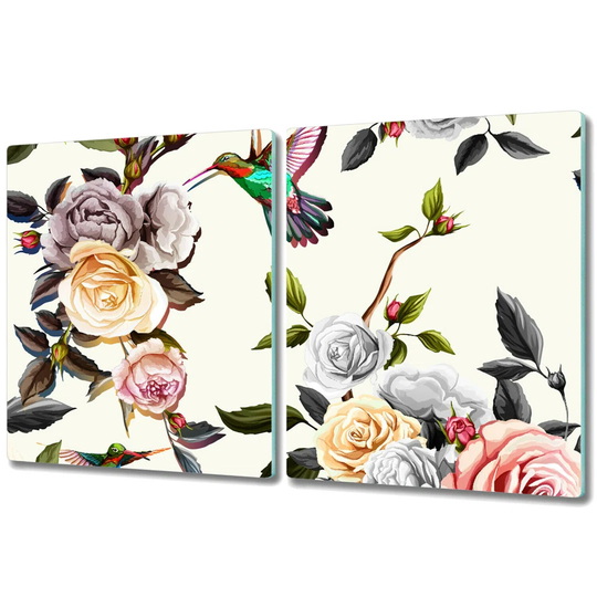 Mccart Tempered Glass Birds Roses Chopping Board