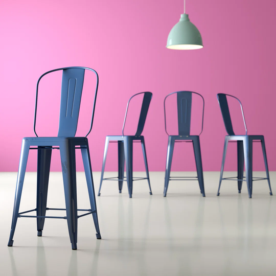 Commercial Grade Distressed Metal Indoor-Outdoor Bar Stool