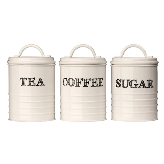 3-Piece Sketch Tea, Coffee and Sugar Canister Set