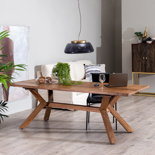 Hakeem 220 Cm Suar Solid Wood Pedestal Dining Table