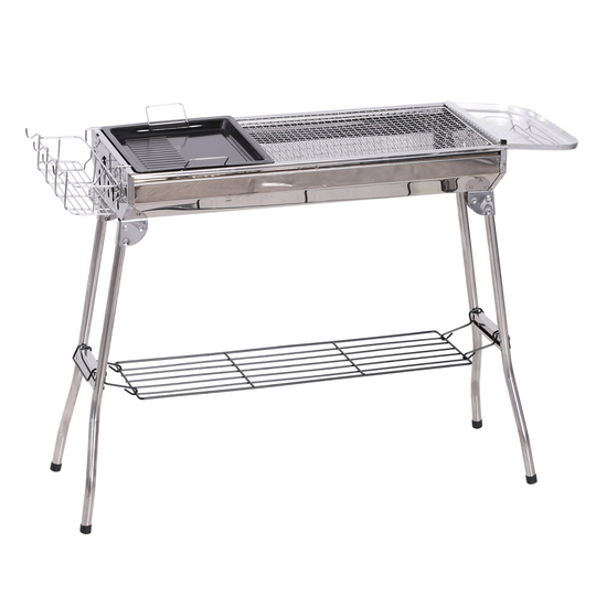Outsunny Folding Charcoal BBQ Grill Stainless Steel for Picnic Cooker