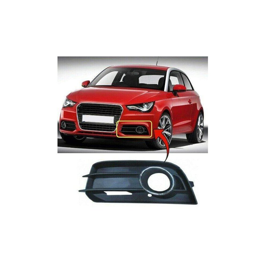 Audi A1 2010-2015 Front Bumper Fog Grille With Fog Hole Chrome Moulding Passenger Side