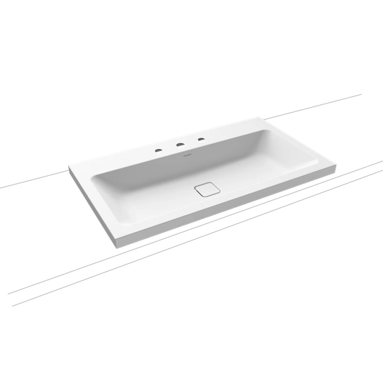 Cono Matt White Steel Enamel Rectangular Bathroom Sink