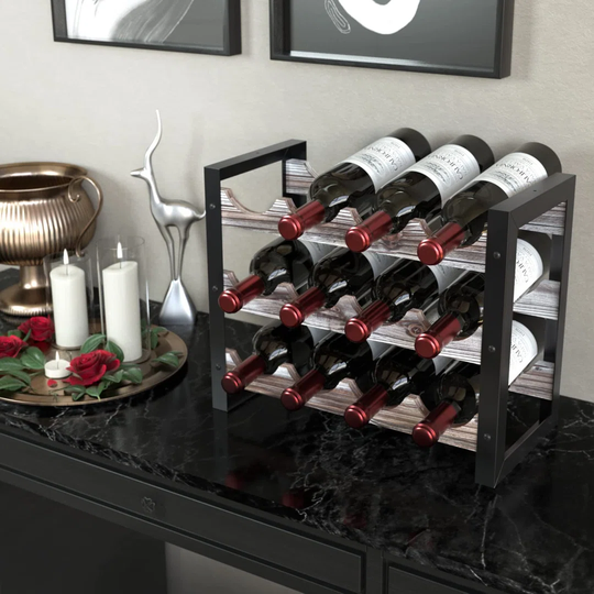 Wyton 12 Bottle Tabletop Wine Bottle Rack in Black