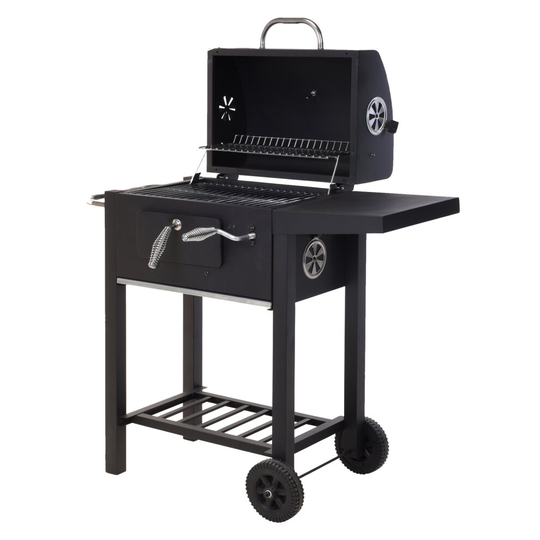 Large Deluxe Garden Trolley Charcoal BBQ Portable Wheels Barbecue