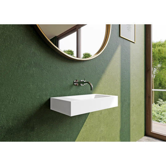 Puro Beige Steel Enamel Rectangular Wall Mount Bathroom Sink