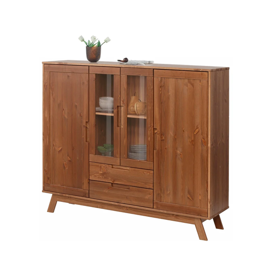 Claude 140 Cm Wide 2 Drawer Pine Solid Wood Highboard