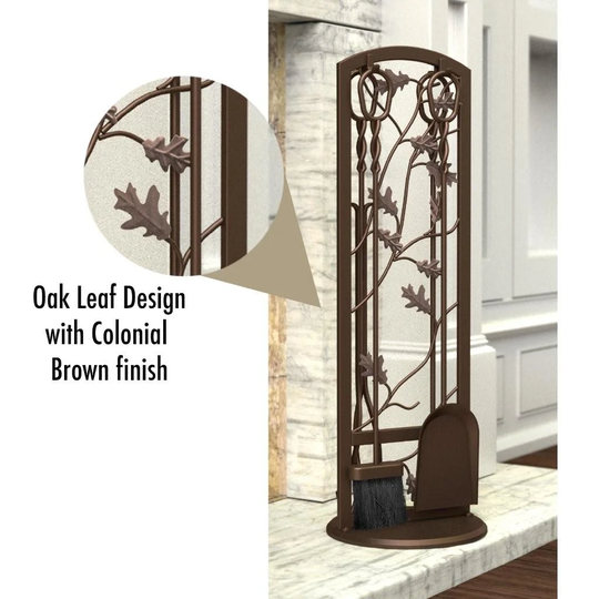 Oak Leaf 5 Piece Steel Fireplace Tool Set
