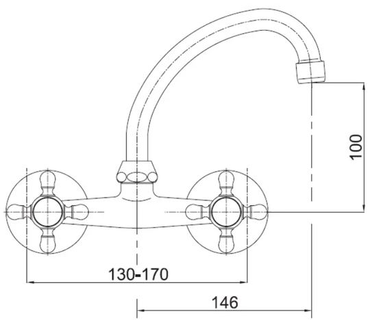 'F' Spout Type Cross Head Twin Lever Monobloc Tap