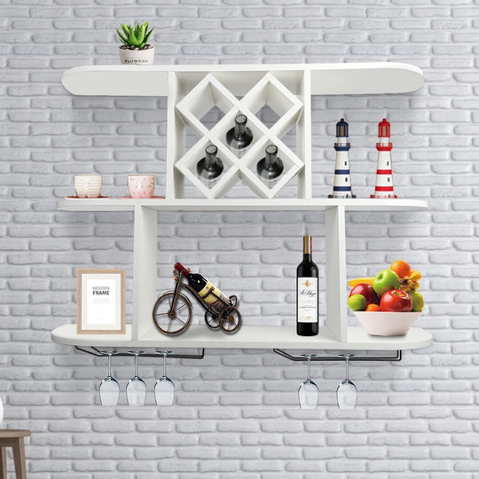 Deshona 20 Bottle Wine Bottle & Glass Rack in White