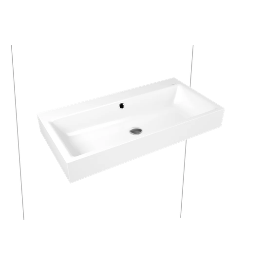 White Steel Enamel Rectangular Bathroom Sink with Overflow
