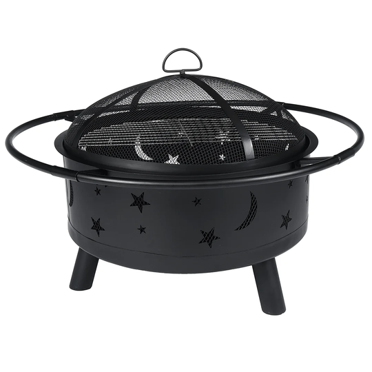 Godeus 52Cm H x 76Cm W Iron Outdoor Fire Pit with Lid