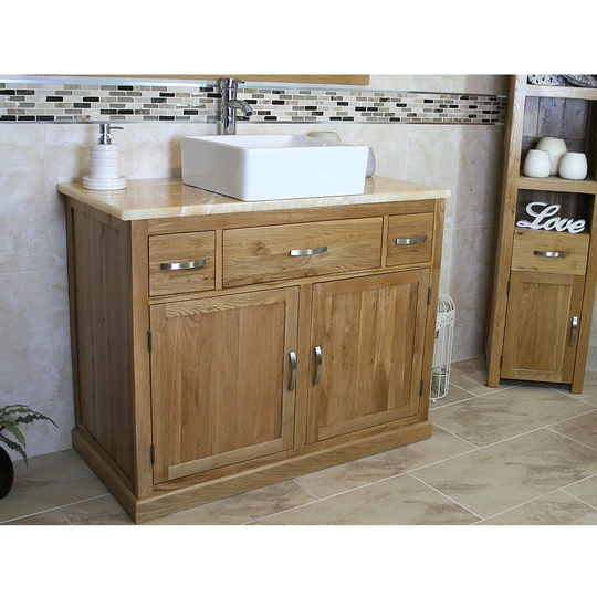 Reuben Solid Oak 1000mm Free-Standing Vanity Unit