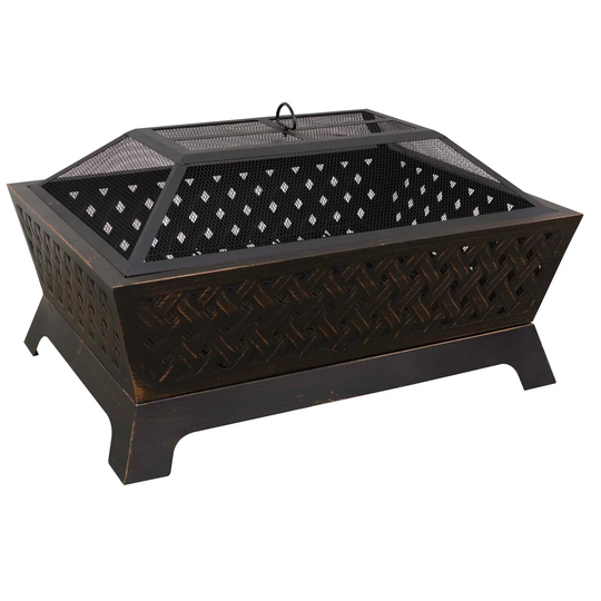 Holeman 51Cm H x 89Cm W Steel Wood Burning Outdoor Fire Pit with Lid