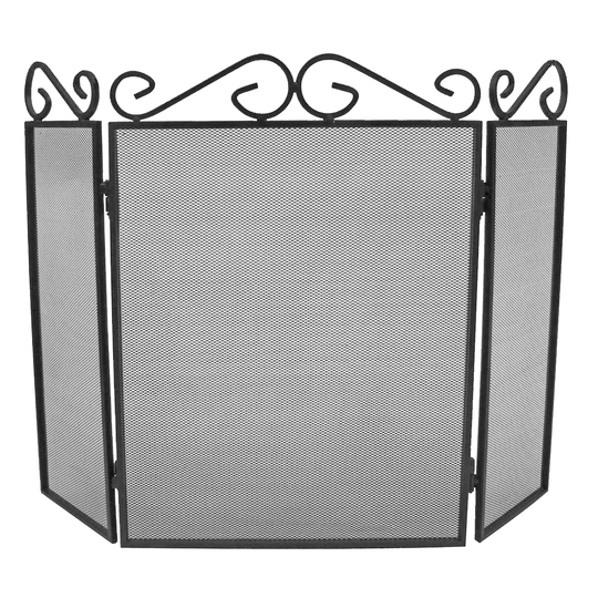Scroll Top 3 Panel Steel Fireplace Screen