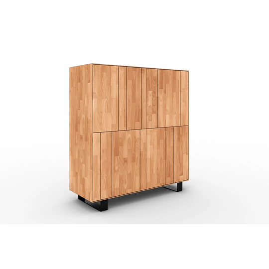 Steel 132 Cm Wide Beech Wood Highboard