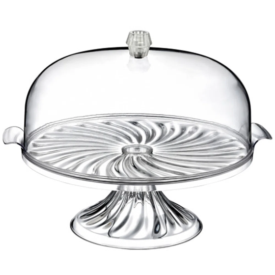 Large Dessert Serving Cake Stand With Dome Lid Clear Cover -30cm