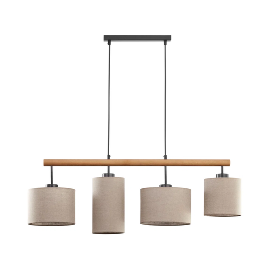 Fakiha 4 - Light Kitchen Island Drum Pendant with Wood Accents