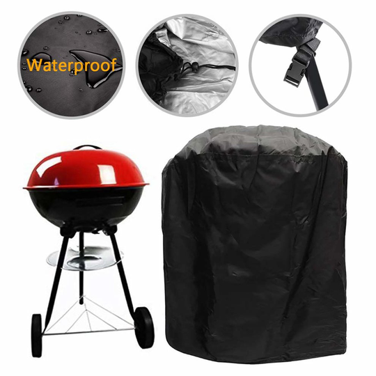 Waterproof Barbecue Cover 30-Inch Kettle BBQ Grill Cover Round Outdoor Garden Patio Grill Protection with Drawstring and Buckle Clips 75x70cm