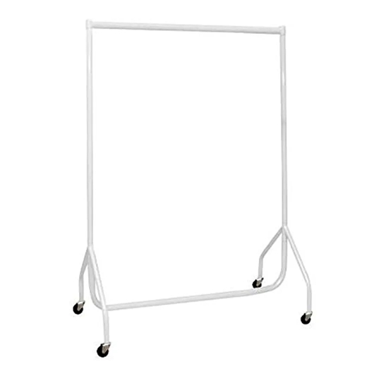 HEAVY DUTY WHITE Clothes Rail 3Ft Long X 5Ft High Garment Storage Rack 32Mm Steel Tube