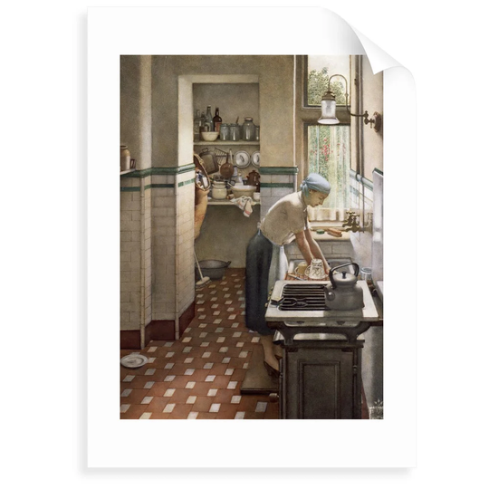The Tiled Kitchen by Harry Bush - Painting Print