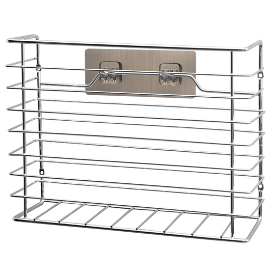 (Silver) Self Adhesive Kitchen cupboard storage basket