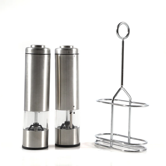 2Pcs Electric Salt And Pepper Mill Set With LED, Battery Operated
