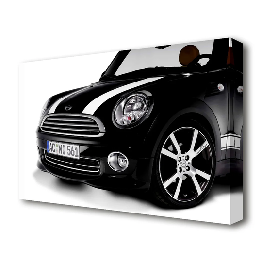 Mini Coop front Grill - Wrapped Canvas Photograph Print