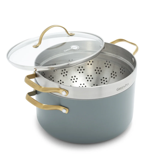 GreenPan Padova 2 Piece Aluminium Non Stick 24cm Casserole with Steamer Cookware Set