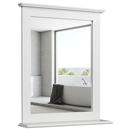 Bathroom Wall Mirror Wall-mounted Square Framed Mirror w/ Storage Shelf