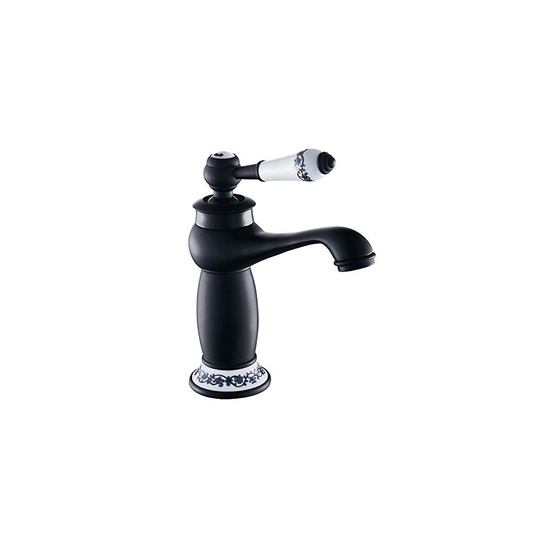 Luxury Victorian Basin Mixer Taps Black Mono Bathroom Cloakroom Sink Tap Hot and Cold Classic Faucet (Black)