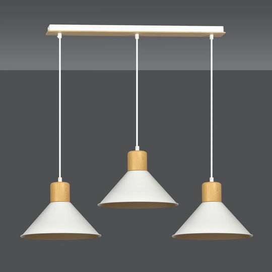 Sweetwater 3 - Light Kitchen Island Cone Pendant with Wood Accents