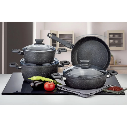 Saul Series 7-piece Non-stick Granite Cookware Set (grey Colour)