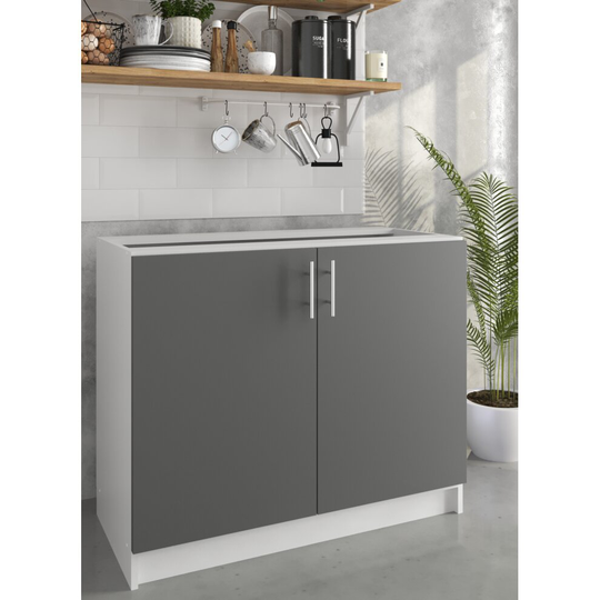 (Kitchen Base Cabinet - 1000mm - Base Kitchen Unit - Dark Grey) Kitchen Wall Cabinet Base Cabinet Sink Cupboard
