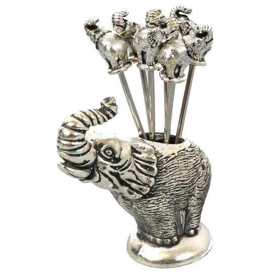 7 Piece Elephant Olive Picks Utensil Set