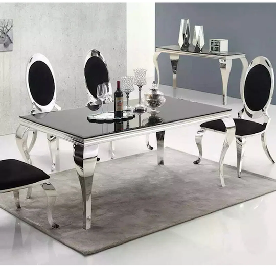 Gilpin 160 cm Fixed Glass Four leg Dining Table