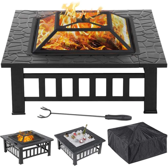 Mchaney 36.5Cm H x 81.2Cm W Steel Wood Burning Outdoor Fire Pit with Lid