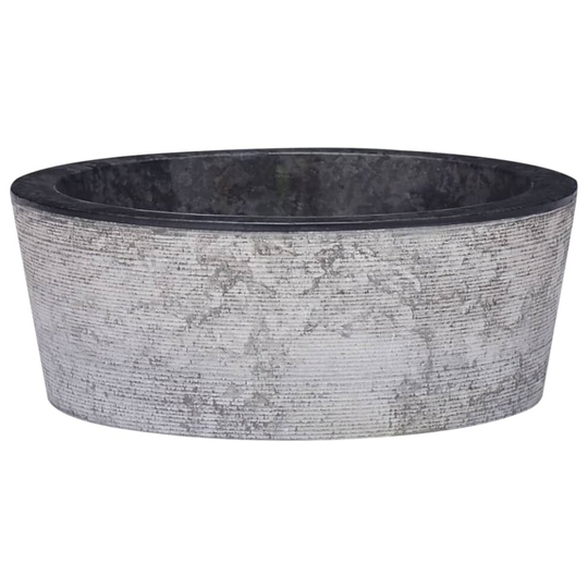 vidaXL Sink Black Ø40x15 cm Marble Natural Stone Basin Washroom Bathroom Home