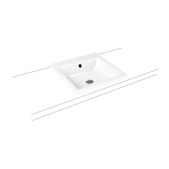 Alpine White Matt Metal Square Countertop Basin Bathroom Sink