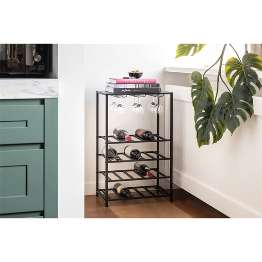 Edberg 20 Bottle Floor Wine Bottle Rack in Black