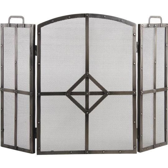 Puente 3 Panel Iron Fireplace Screen