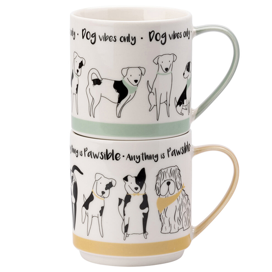 Stacking Mug Set of 2 Dog Playful Pets English Tableware Co.